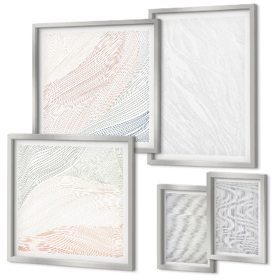 Set of 5 wall art pieces Bright structures string patterns