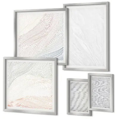 Set of 5 wall art pieces with bright string pattern structures