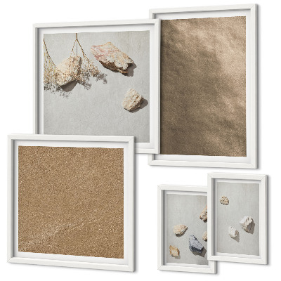 Framed photo set Stones beach natural structures