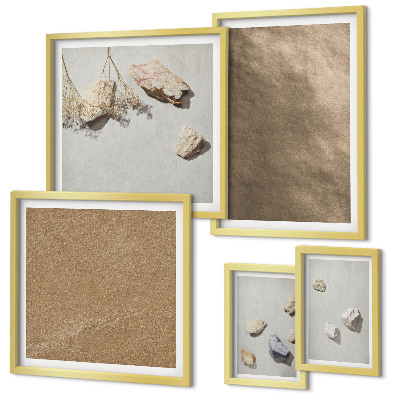 Framed photo set Stones beach natural structures