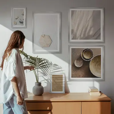 Set of 5 wall art pieces minimalist warm textures