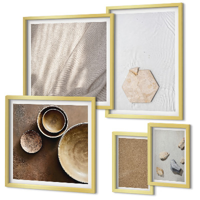 Set of 5 wall art pieces Minimalist textures warm