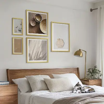 Set of 5 wall art pieces minimalist warm textures