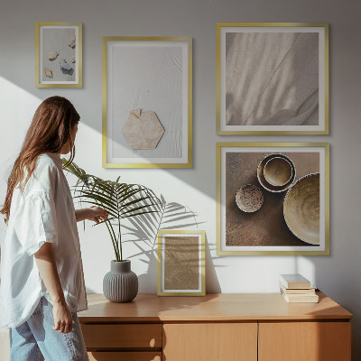 Set of 5 wall art pieces Minimalist textures warm