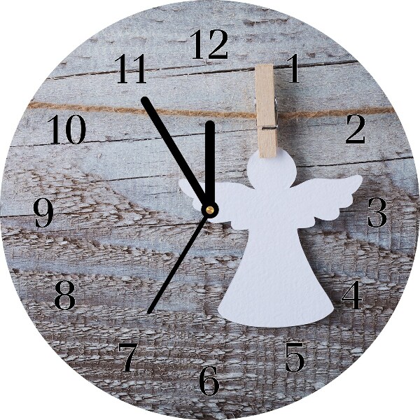 Glass Kitchen Clock Holy Angel Winter