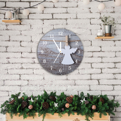 Glass Kitchen Clock Holy Angel Winter