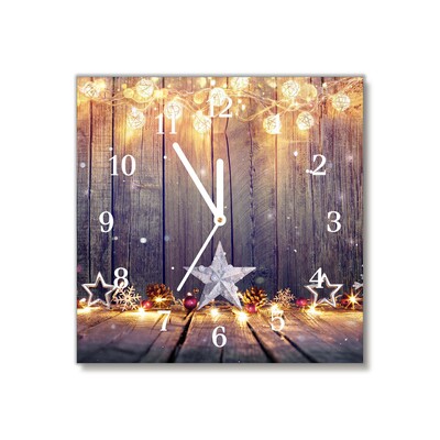 Glass Wall Clock Stars Christmas Lights Decorations