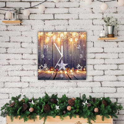 Glass Wall Clock Stars Christmas Lights Decorations