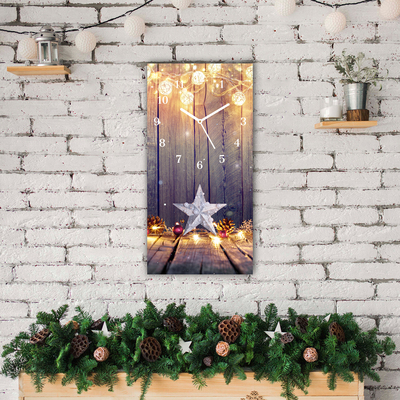 Glass Wall Clock Stars Christmas Lights Decorations