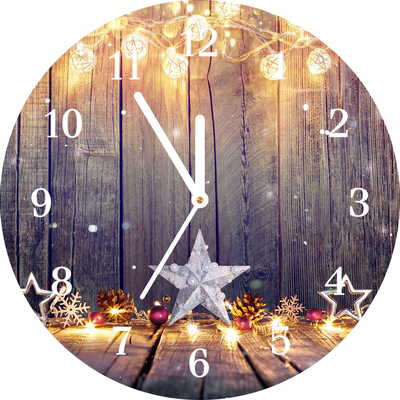 Glass Wall Clock Stars Christmas Lights Decorations