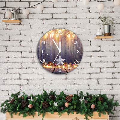 Glass Wall Clock Stars Christmas Lights Decorations