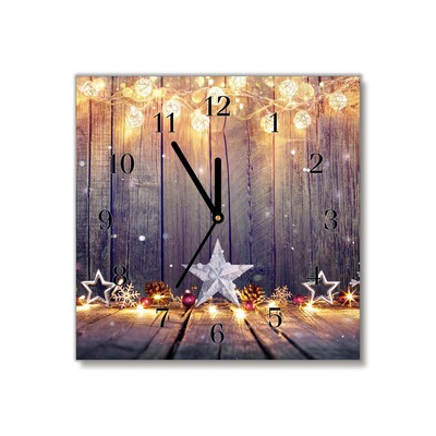 Glass Wall Clock Stars Christmas Lights Decorations