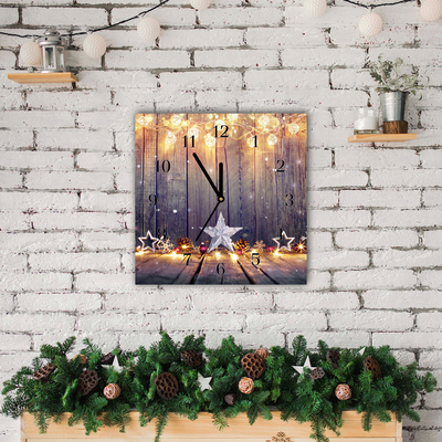 Glass Wall Clock Stars Christmas Lights Decorations