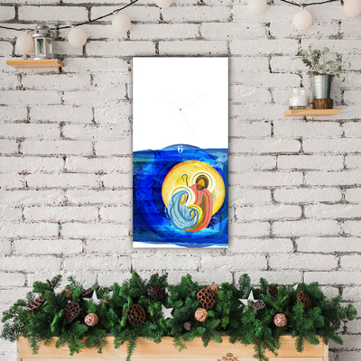 Glass Kitchen Clock Abstraction Holy Family Winter
