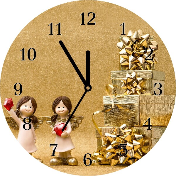 Glass Wall Clock Holy Angels Christmas Gifts