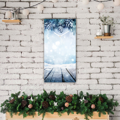 Glass Kitchen Clock Winter Snow Christmas Tree