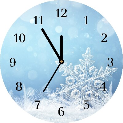 Glass Kitchen Clock Snowflakes Winter Snow