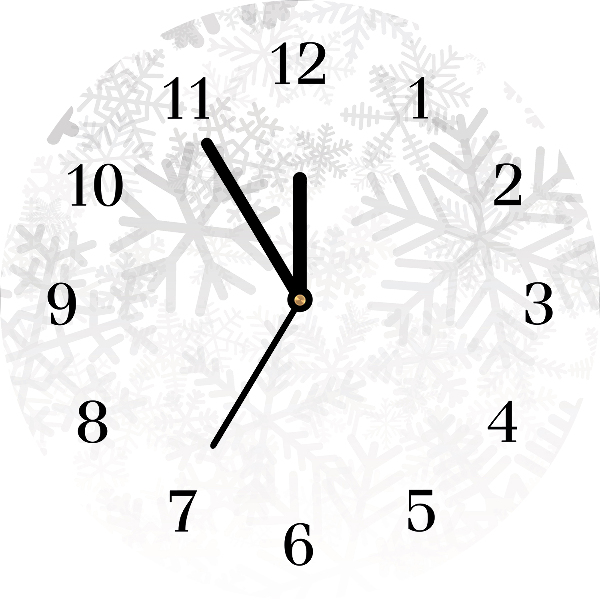Glass Kitchen Clock Winter Snow Snowflakes