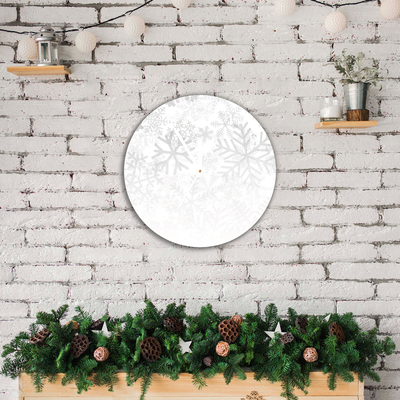 Glass Kitchen Clock Winter Snow Snowflakes