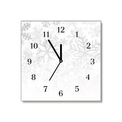 Glass Kitchen Clock Winter Snow Snowflakes