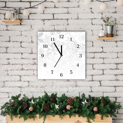 Glass Kitchen Clock Winter Snow Snowflakes