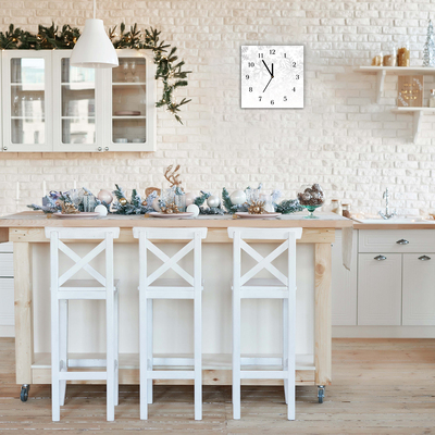 Glass Kitchen Clock Winter Snow Snowflakes