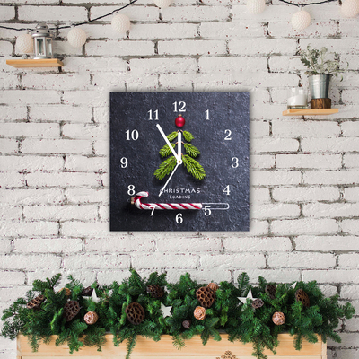 Glass Kitchen Clock Abstraction Christmas holidays Winter