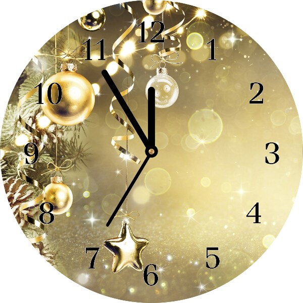 Glass Wall Clock Gold Christmas Holiday Decorations