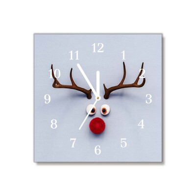 Glass Kitchen Clock Holy reindeer Rudolf