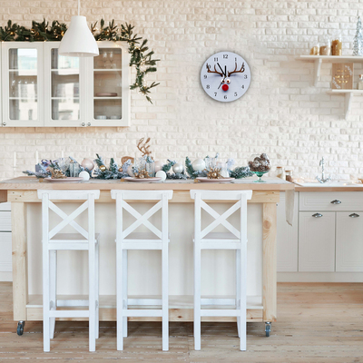 Glass Kitchen Clock Holy reindeer Rudolf