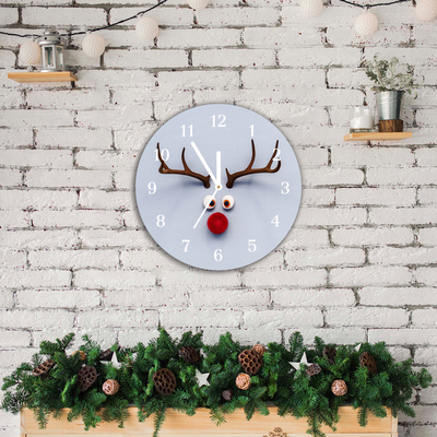 Glass Kitchen Clock Holy reindeer Rudolf