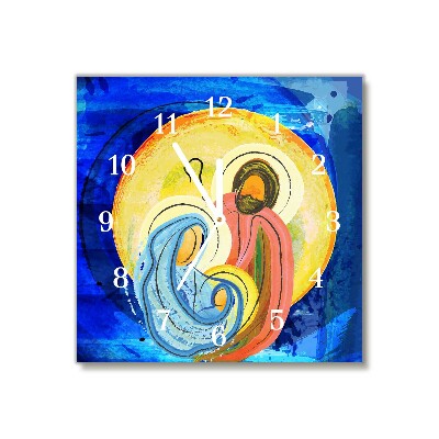 Glass Kitchen Clock Square Abstraction Holy Family Winter