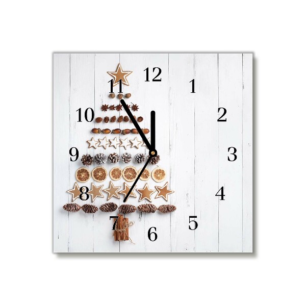 Glass Kitchen Clock Square Gingerbread Christmas tree ornaments