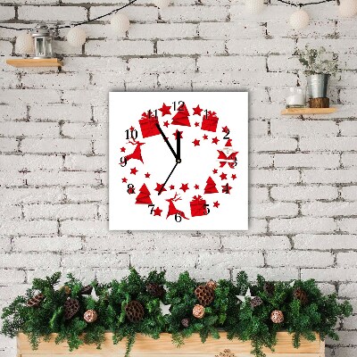 Glass Wall Clock Square Christmas Holiday Decorations