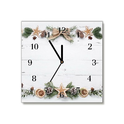 Glass Wall Clock Square Christmas Holiday Gingerbread