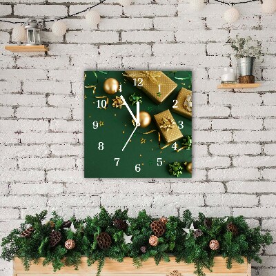 Glass Kitchen Clock Square Gifts Winter Holiday Decorations