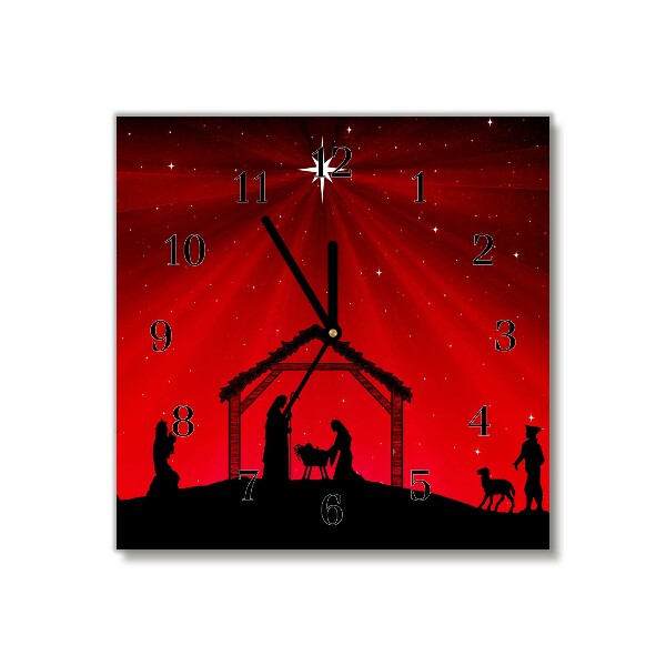 Glass Kitchen Clock Square Star Christmas holidays