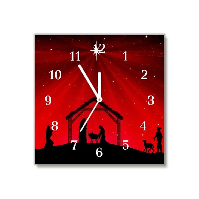 Glass Kitchen Clock Square Star Christmas holidays