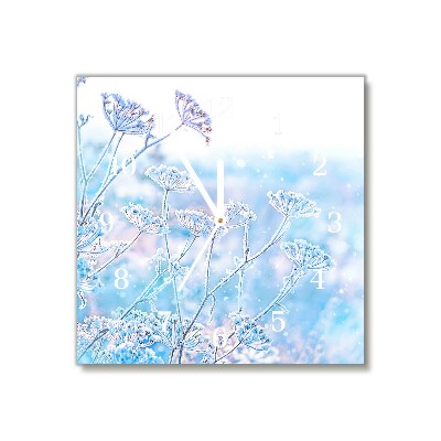 Glass Wall Clock Square Winter Snow Christmas