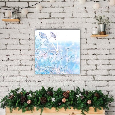 Glass Wall Clock Square Winter Snow Christmas