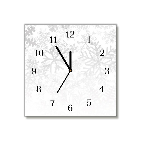 Glass Kitchen Clock Square Winter Snow Snowflakes