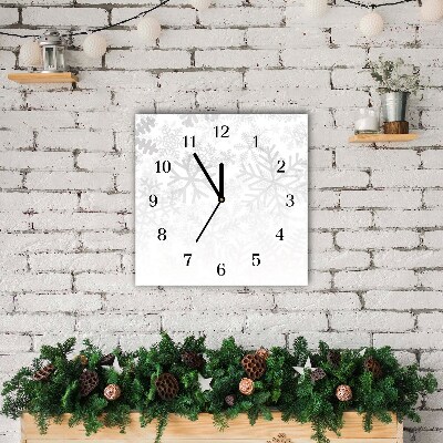 Glass Kitchen Clock Square Winter Snow Snowflakes