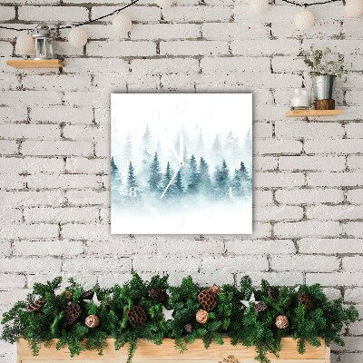 Glass Kitchen Clock Square Forest Christmas tree Christmas Snow