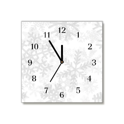 Glass Wall Clock Square Winter Snow Snowflakes