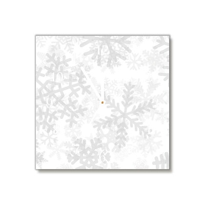 Glass Wall Clock Square Winter Snow Snowflakes