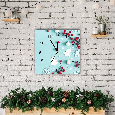 Glass Kitchen Clock Square Snowflakes Christmas Ornaments