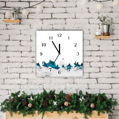 Glass Wall Clock Square Snow balls Christmas Decorations