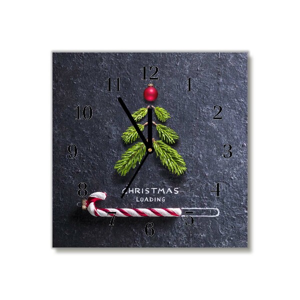 Glass Kitchen Clock Square Abstraction Christmas holidays Winter