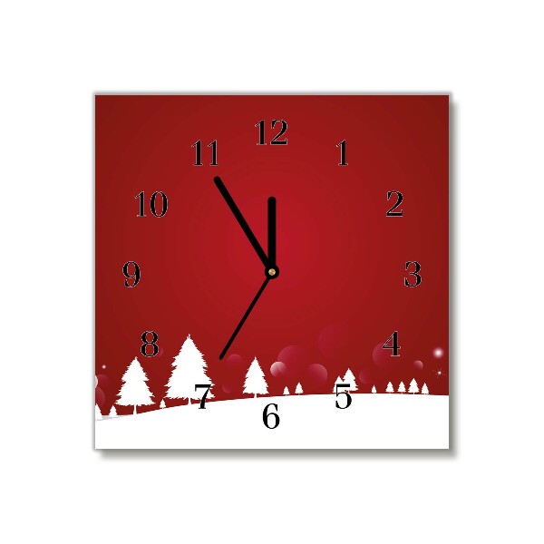 Glass Kitchen Clock Square Christmas tree Christmas Snowflakes