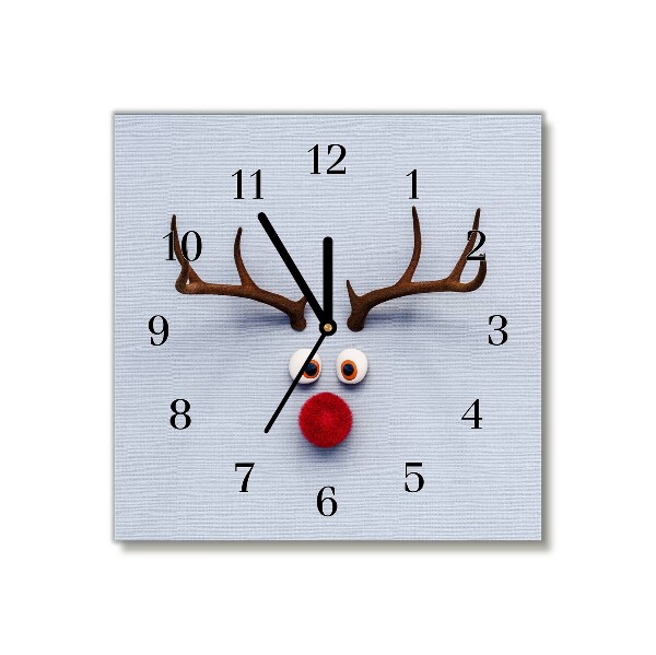 Glass Kitchen Clock Square Holy reindeer Rudolf